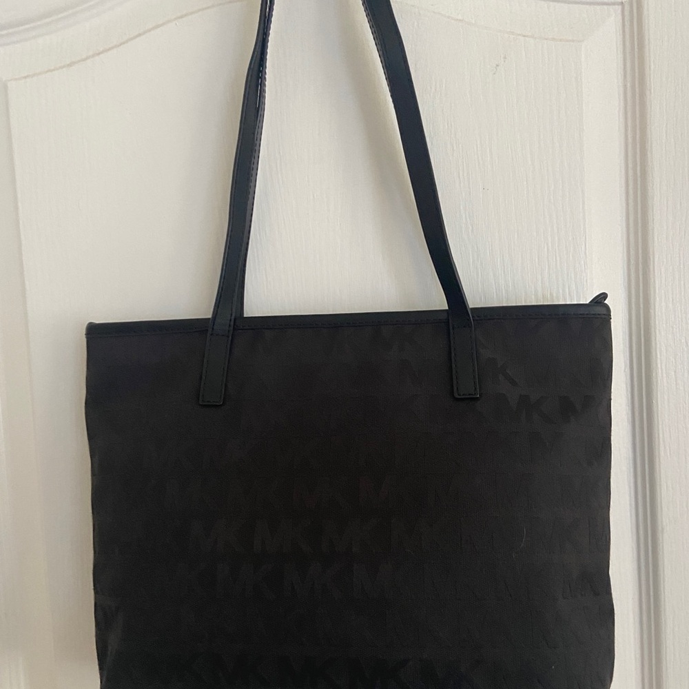 Michael Kors Monogram Logo Black Fabric Putse Bag